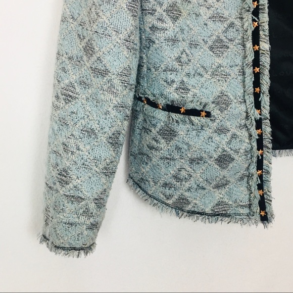 Maison Scotch Tweed Stars Open Front Blazer Jacket - Picture 4 of 8